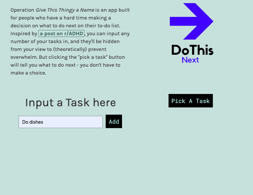 screenshot of work-in-progress to-do list app